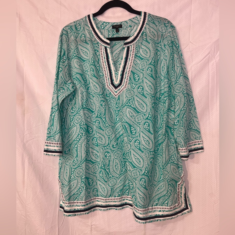 TALBOTS Women's Green Paisley Summer Top. 1X